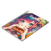 Schattige anime meisje eten een pindakaas en gelei notitieboek (Linkerzijde)