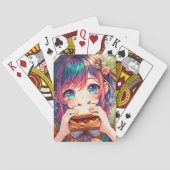 Schattige anime meisje eten een pindakaas en gelei pokerkaarten (Achterkant)