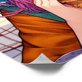 Schattige anime meisje eten een pindakaas en gelei poster (Hoek)