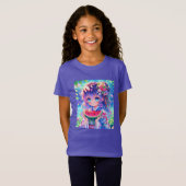 Schattige anime meisje eten watermeloen op een zom t-shirt (Voorkant volledig)