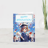 Schattige Anime Meisje Gelukkig Afstuderen Kaart (Voorkant)