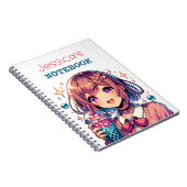 Schattige Anime Meisje Holding Bubble Tea Geperson Notitieboek (Rechterzijde)
