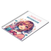 Schattige Anime Meisje Holding Bubble Tea Geperson Notitieboek (Linkerzijde)