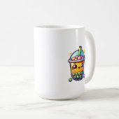 Schattige Anime Meisje Holding Bubble Tea Koffiemok (Voorkant rechts)