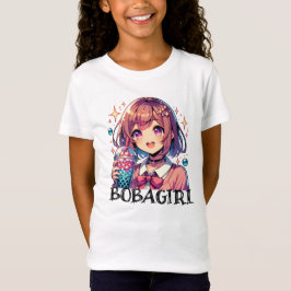 Schattige Anime Meisje Holding Bubble Tea T-shirt