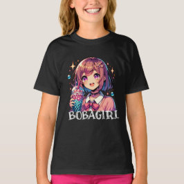 Schattige Anime Meisje Holding Bubble Tea T-shirt