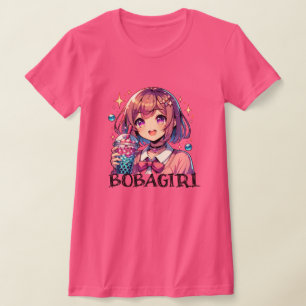 Schattige Anime Meisje Holding Bubble Tea T-shirt