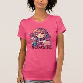 Schattige Anime Meisje Holding Bubble Tea T-shirt (Voorkant)