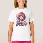 Schattige Anime Meisje Holding Bubble Tea T-shirt (Voorkant)