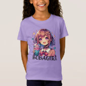 Schattige Anime Meisje Holding Bubble Tea T-shirt (Voorkant)