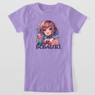 Schattige Anime Meisje Holding Bubble Tea T-shirt