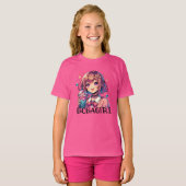 Schattige Anime Meisje Holding Bubble Tea T-shirt (Voorkant volledig)