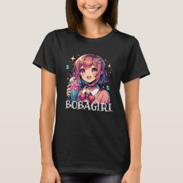 Schattige Anime Meisje Holding Bubble Tea T-shirt