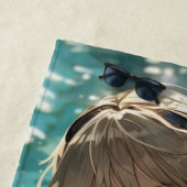 Schattige anime meisje in een zwembad strandlaken (In situ)