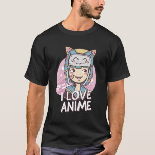 Schattige anime meisje kawaii stijl ik hou van ani t-shirt