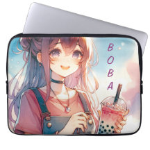 Schattige anime meisje met een Boba Tea