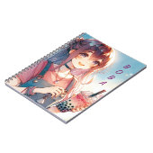 Schattige anime meisje met een Boba Tea Notitieboek (Linkerzijde)