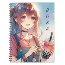 Schattige anime meisje met een Boba Tea