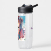 Schattige anime meisje met een Boba Tea Waterfles (Links)