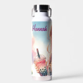 Schattige anime meisje met een Boba Tea Waterfles (Voorkant)