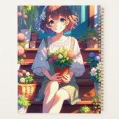 Schattige Anime Meisje met een Plant Gepersonalise Planner (Achterkant)