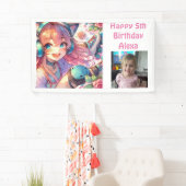 Schattige anime meisje rolschaatsen verjaardagsfee spandoek (Insitu)