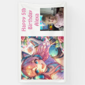 Schattige anime meisje rolschaatsen verjaardagsfee spandoek (Verticaal)