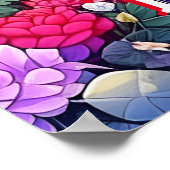 Schattige anime paar, bloemen en harten gepersonal poster (Hoek)