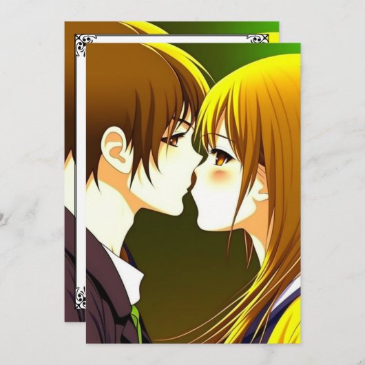 Schattige anime paar bruiloft kaart (Voorkant / Achterkant)