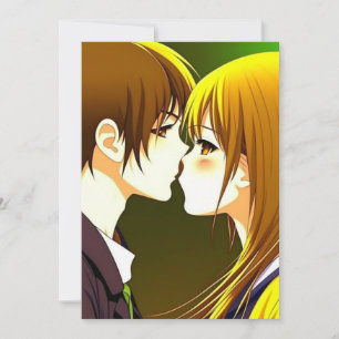 Schattige anime paar bruiloft kaart