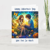 Schattige Anime Paar en Vlinder Valentijnsdag Kaart (Voorkant)