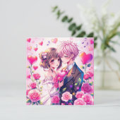 Schattige anime paar | Gepersonaliseerde Valentijn Kaart (Staand voorkant)