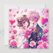 Schattige anime paar | Gepersonaliseerde Valentijn Kaart (Voorkant)