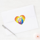 Schattige Anime Paar, Harten en Bloemen Hart Sticker (Envelop)