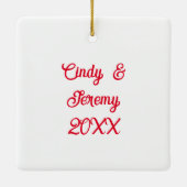 Schattige anime paar houden handen gepersonaliseer keramisch ornament (Achterkant)