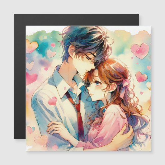 Schattige anime paar in liefde (Voorkant / Achterkant)