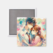Schattige anime paar in liefde magneet (Voorkant / Achterkant)