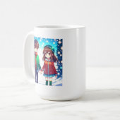 Schattige anime paar | Onze eerste Kerstmis Koffiemok (Voorkant links)