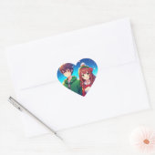 Schattige anime paar | Vrolijk kerstfeest Hart Sticker (Envelop)