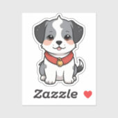 Schattige Anime Puppy Met een Bel Sticker (Vel)
