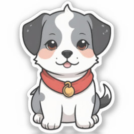 Schattige Anime Puppy Met een Bel Sticker