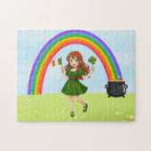 Schattige anime roodharige St. Patrick's Day   Legpuzzel (Horizontaal)