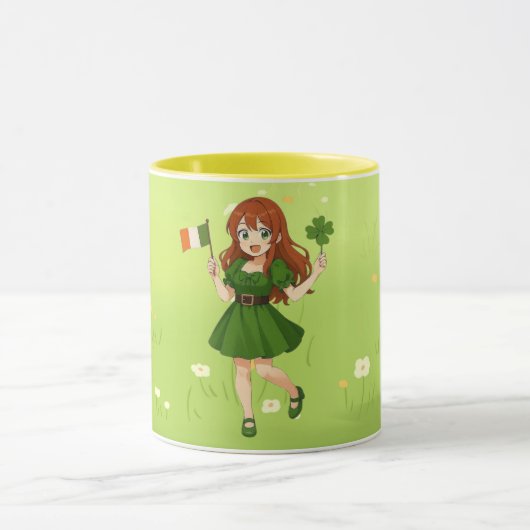Schattige anime roodharige St. Patrick's Day  Mok (Midden)