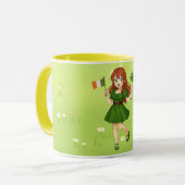 Schattige anime roodharige St. Patrick's Day  Mok (Voorkant links)