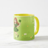 Schattige anime roodharige St. Patrick's Day  Mok (Voorkant rechts)