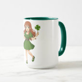 Schattige anime roodharige St. Patrick's Day Mok (Voorkant rechts)