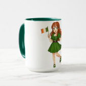 Schattige anime roodharige St. Patrick's Day Mok (Voorkant links)
