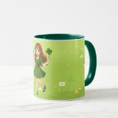 Schattige anime roodharige St. Patrick's Day   Mok (Voorkant rechts)