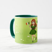 Schattige anime roodharige St. Patrick's Day   Mok (Voorkant links)