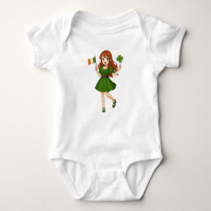 Schattige anime roodharige St. Patrick's Day  Romper